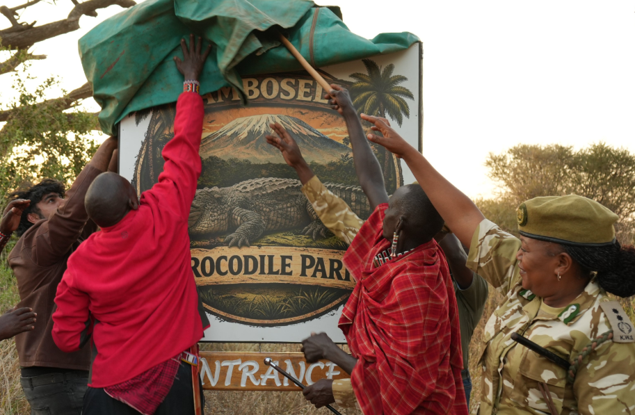 KWS Chief Licensing Officer, Ms Lucy Mwita, during the opening of the Amboseli Crocodile Park.